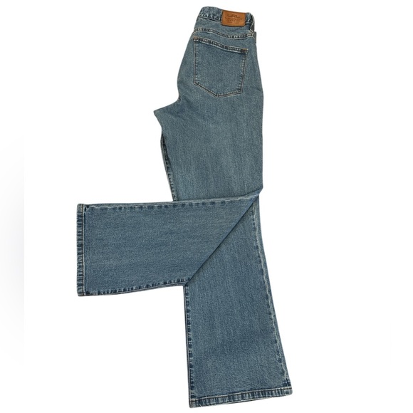Y2K RALPH LAUREN MEDIUM BLUE DENIM FLARE JEANS WESTERN W LEATHER LABEL SZ 14 - Picture 1 of 4